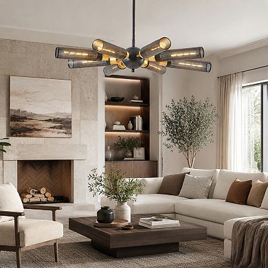 BAOURE Iron Industrial Sputnik Chandelier 8 Light For Dining Room Living Room Kitchen