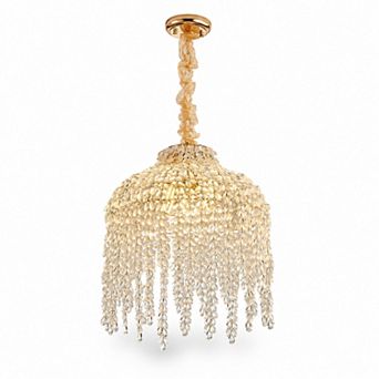 BAOURE Crystal 5 Light Pendant Chandelier Adjustable Hanging Length For Living Room