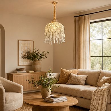 BAOURE Crystal 5 Light Pendant Chandelier Adjustable Hanging Length For Living Room