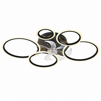 BAOURE Iron Plastic Ceiling Fan Light With Remote And App Control For Living Room Bedroom Kitchen