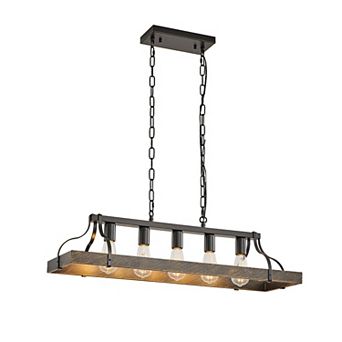 BAOURE Iron Pendant Light Adjustable Height For Dining Room Kitchen Living Room
