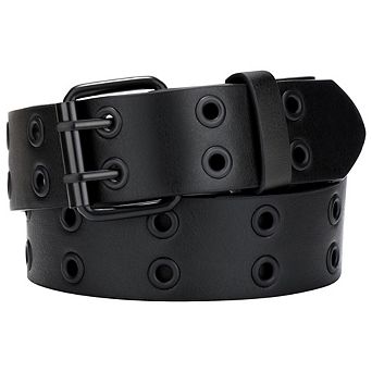 Unisex Double Grommet Studded Punk Leather Belt