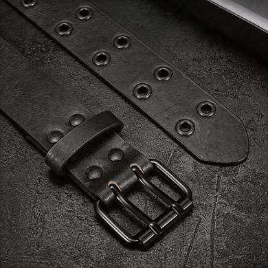 Unisex Double Grommet Studded Punk Leather Belt