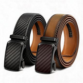 2 Pack Men's 1 3/8" Adjustable Ratchet Belt, Cut to Fit