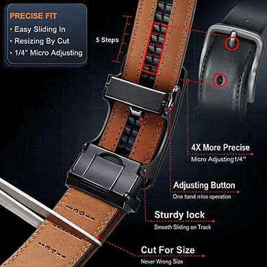 2 Pack Men's 1 3/8" Adjustable Ratchet Belt, Cut to Fit