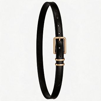Gold Buckle Thin Skinny Leather Belt for Women