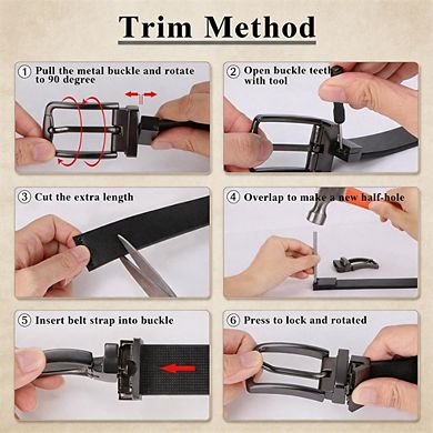 Reversible Leather Belt with Rotating Metal Buckle for Women