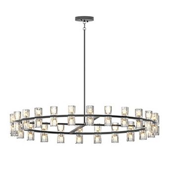 BAOURE Iron Crystal Double Ring Chandelier With Bulbs Included For Living Room Dining Room