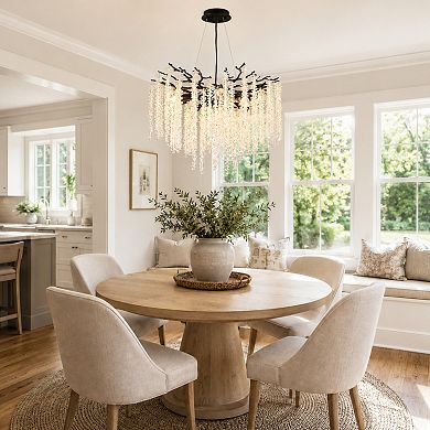 BAOURE Crystal Modern Branch Chandelier Dimmable Ceiling Light Fixture For Dining Room