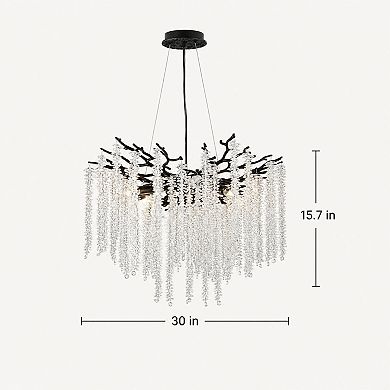BAOURE Crystal Modern Branch Chandelier Dimmable Ceiling Light Fixture For Dining Room