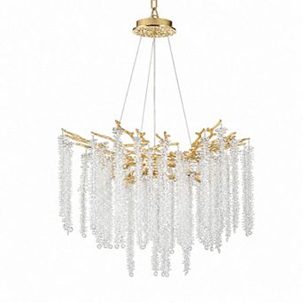 BAOURE Crystal Modern Branch Chandelier Dimmable Ceiling Light Fixture For Dining Room