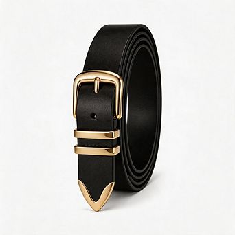 Gold Buckle Casual Leather Waist Belt for Women