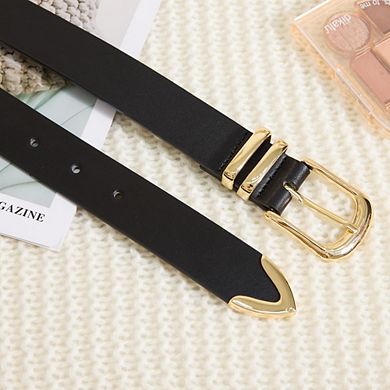 Gold Buckle Casual Leather Waist Belt for Women