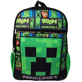 Minecraft Backpack 16" Creepers Front Pocket Boom TNT Green Boys Kids