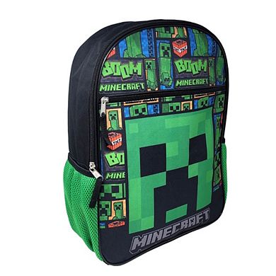 Minecraft Backpack 16" Creepers Front Pocket Boom TNT Green Boys Kids