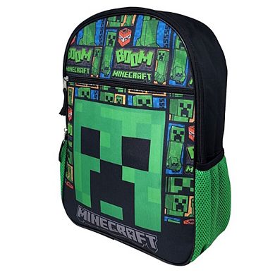 Minecraft Backpack 16" Creepers Front Pocket Boom TNT Green Boys Kids