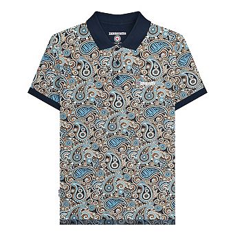 Lambretta Mens SS25 Paisley Branded Big & Tall Polo Shirt