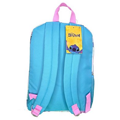 Bioworld Disney Stitch 16" All over print Kids Backpack, with Front Pocket & Side Mesh