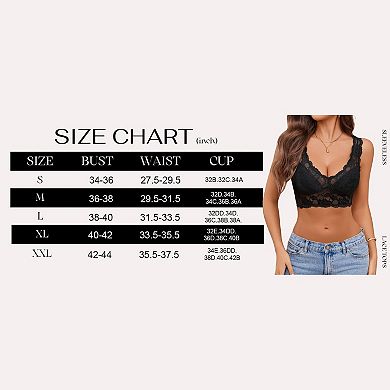 Avidlove Bralettes for Women Lace Longline Bralette Unlined Wireless Bra Comfort Triangle