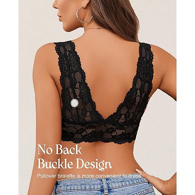 Avidlove Bralettes for Women Lace Longline Bralette Unlined Wireless Bra Comfort Triangle