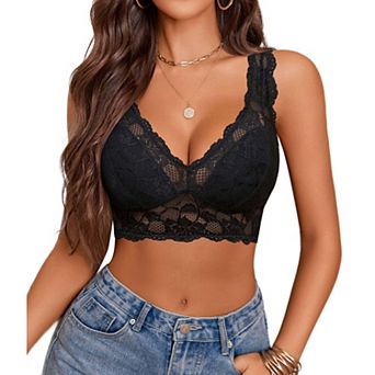 Avidlove Bralettes for Women Lace Longline Bralette Unlined Wireless Bra Comfort Triangle