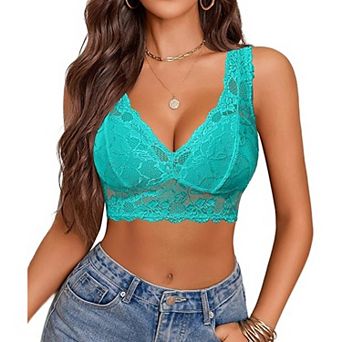 Avidlove Bralettes for Women Lace Longline Bralette Unlined Wireless Bra Comfort Triangle