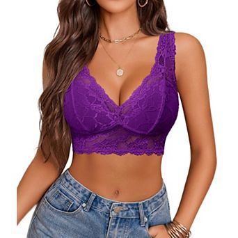 Avidlove Bralettes for Women Lace Longline Bralette Unlined Wireless Bra Comfort Triangle