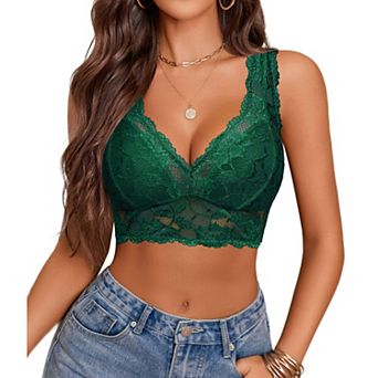 Avidlove Bralettes for Women Lace Longline Bralette Unlined Wireless Bra Comfort Triangle