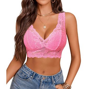 Avidlove Bralettes for Women Lace Longline Bralette Unlined Wireless Bra Comfort Triangle