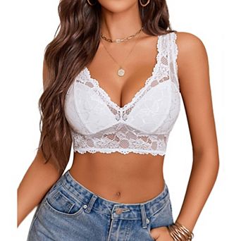 Avidlove Bralettes for Women Lace Longline Bralette Unlined Wireless Bra Comfort Triangle