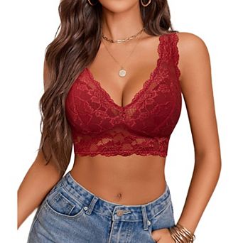 Avidlove Bralettes for Women Lace Longline Bralette Unlined Wireless Bra Comfort Triangle