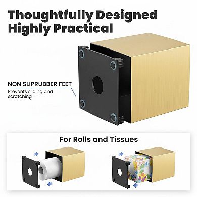KAUFLY Modern Square Tissue Holder for Bathroom Vanity, Bedroom & Office
