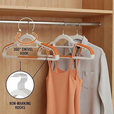 KAUFLY 60 Pack Heavy Duty Plastic Hangers Non Slip Rubber Pads 360° Hook Space