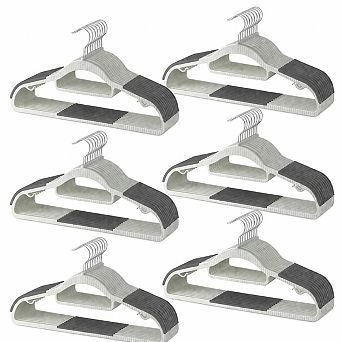 KAUFLY 60 Pack Heavy Duty Plastic Hangers Non Slip Rubber Pads 360° Hook Space