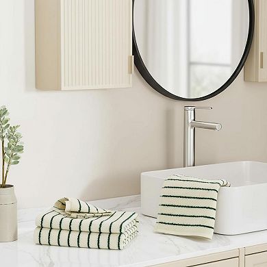 KAUFLY 2-Pack Striped Cotton Hand Towels - Quick Dry, Absorbent Vintage for Bath & Kitchen