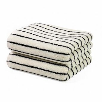 KAUFLY 2-Pack Striped Cotton Hand Towels - Quick Dry, Absorbent Vintage for Bath & Kitchen