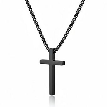 KAUFLY Stainless Steel Cross Necklace with Box Chain-Hypoallergenic for Men & Teens