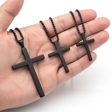 KAUFLY Stainless Steel Cross Necklace with Box Chain-Hypoallergenic for Men & Teens