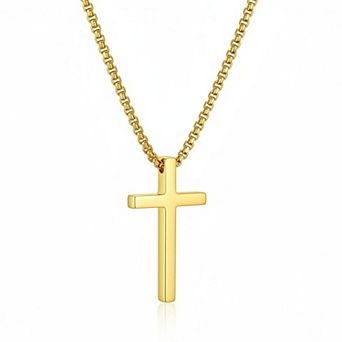 KAUFLY Stainless Steel Cross Necklace with Box Chain-Hypoallergenic for Men & Teens