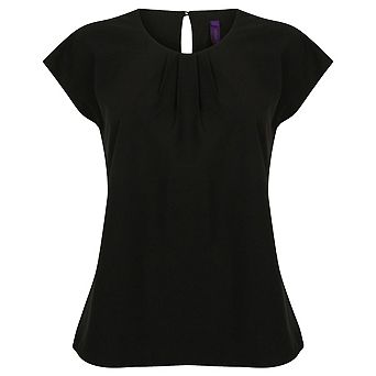 Henbury Womens/Ladies Pleat Front Short Sleeve Top