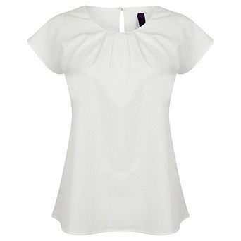 Henbury Womens/Ladies Pleat Front Short Sleeve Top