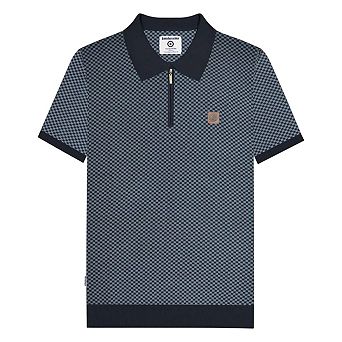 Lambretta Mens Knitted Quarter Zip Polo Shirt