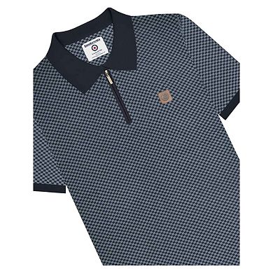 Lambretta Mens Knitted Quarter Zip Polo Shirt