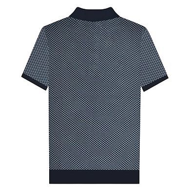 Lambretta Mens Knitted Quarter Zip Polo Shirt