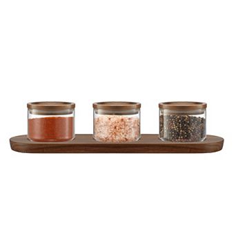 JoyJolt Holden Set of 3 Stack Glass Storage 14-oz. Jars