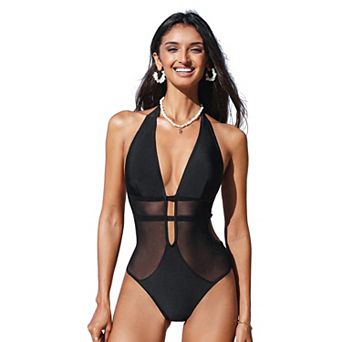 Women's Cupshe Chic Mesh Inset Monokini One-Piece Swimsuit