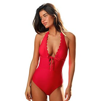 Women's Cupshe Scalloped Plunge Monokini One-Piece Swimsuit