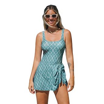 Women's Cupshe Scoop Neck Tie Knot One-Piece Swimsuit Swim Dress