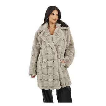 Brave Soul Womens/Ladies Adri Wave Faux Fur Long Length Jacket