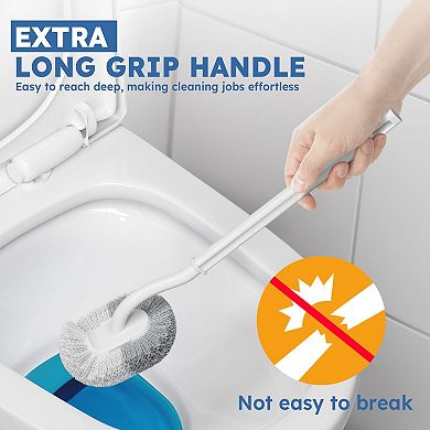 2 Pack Toilet Brush Holder Set S Arc Bristles Extra Long Handle Deep Cleaning Bathroom